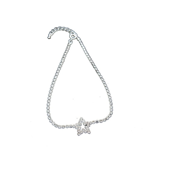 Silver Crystal Rhinestone Star Shape Anklet