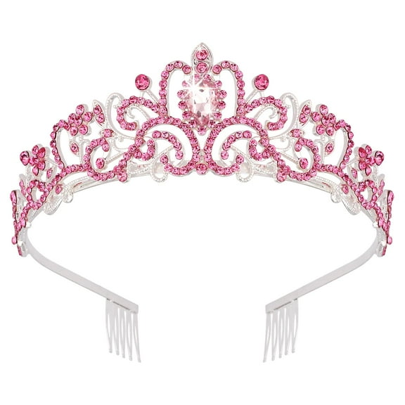 Silver Crystal Tiara Crown Headband Princess Elegant Crown with combs for Women Girls Bridal Wedding Prom Birthday Party