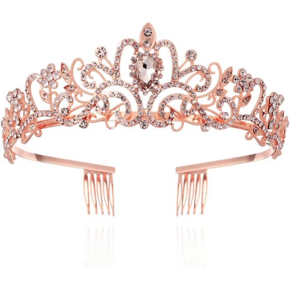 Silver Crystal Tiara Crowns Bride Crystal Crown with Comb Costume Hair Accessories for Women and Girls