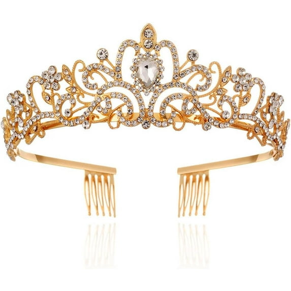 Silver Crystal Tiara Crowns Bride Crystal Crown with Comb Costume Hair Accessories for Women and Girls