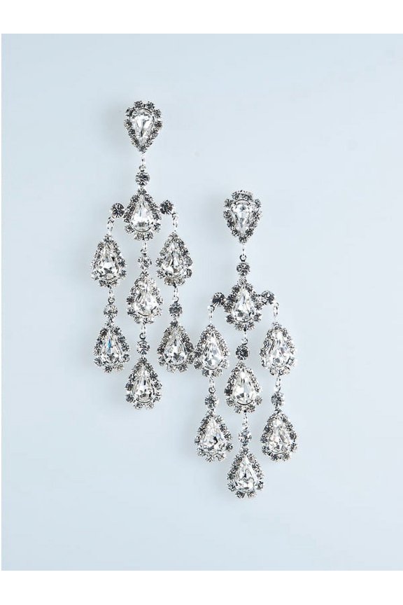 Silver Crystal Trident Earring