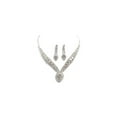 thumbnail image 1 of Silver Crystal V Shape Necklace & Matching Dangle Earrings Jewelry Set, 1 of 1