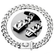 Silver Cuban Chains Dog Collar Necklace for French English Bulldog American Bully Rottweilers