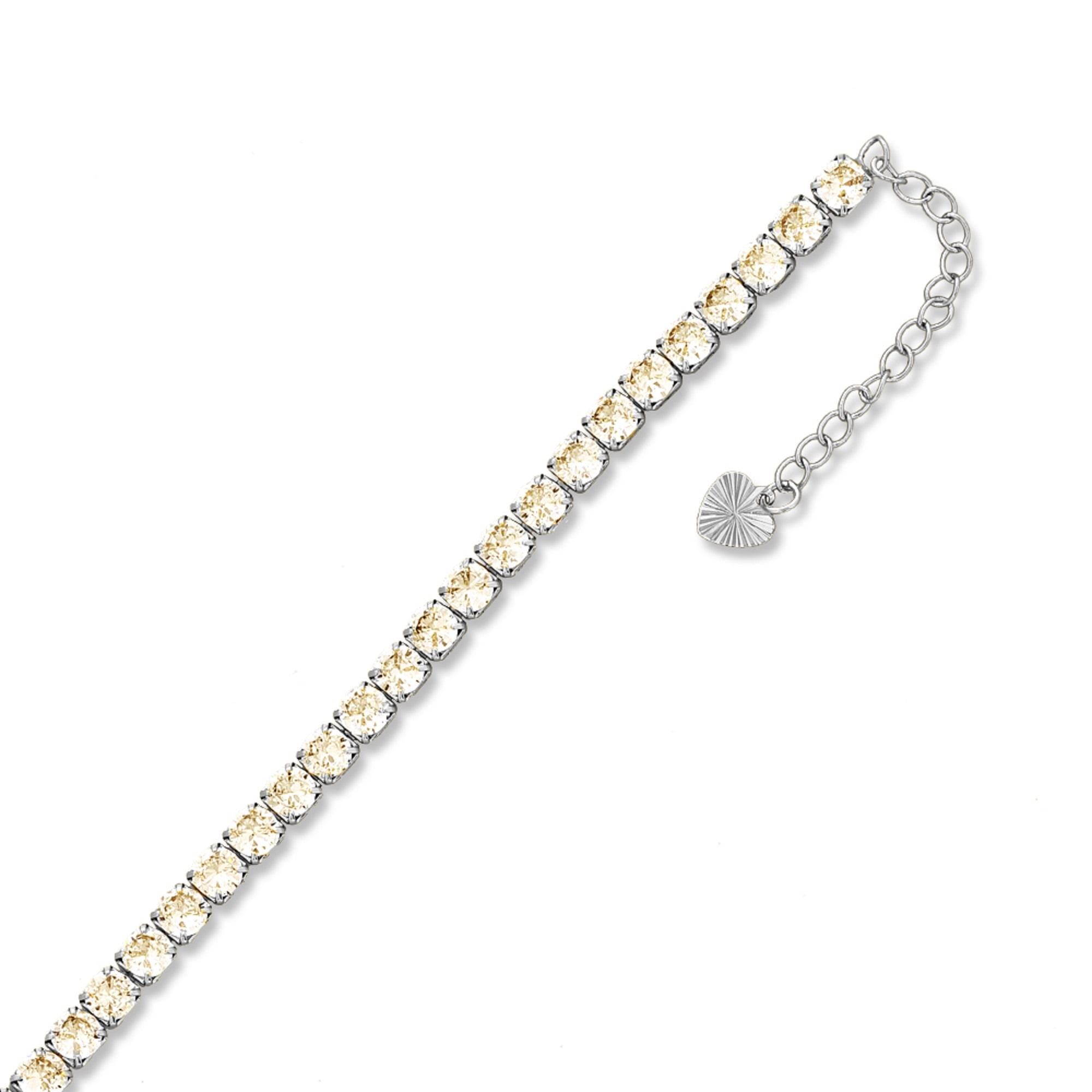 Silver Cubic Zirconia Adjustable Anklet for Women, 7"+2" inch Adjustable Size and Brass Material