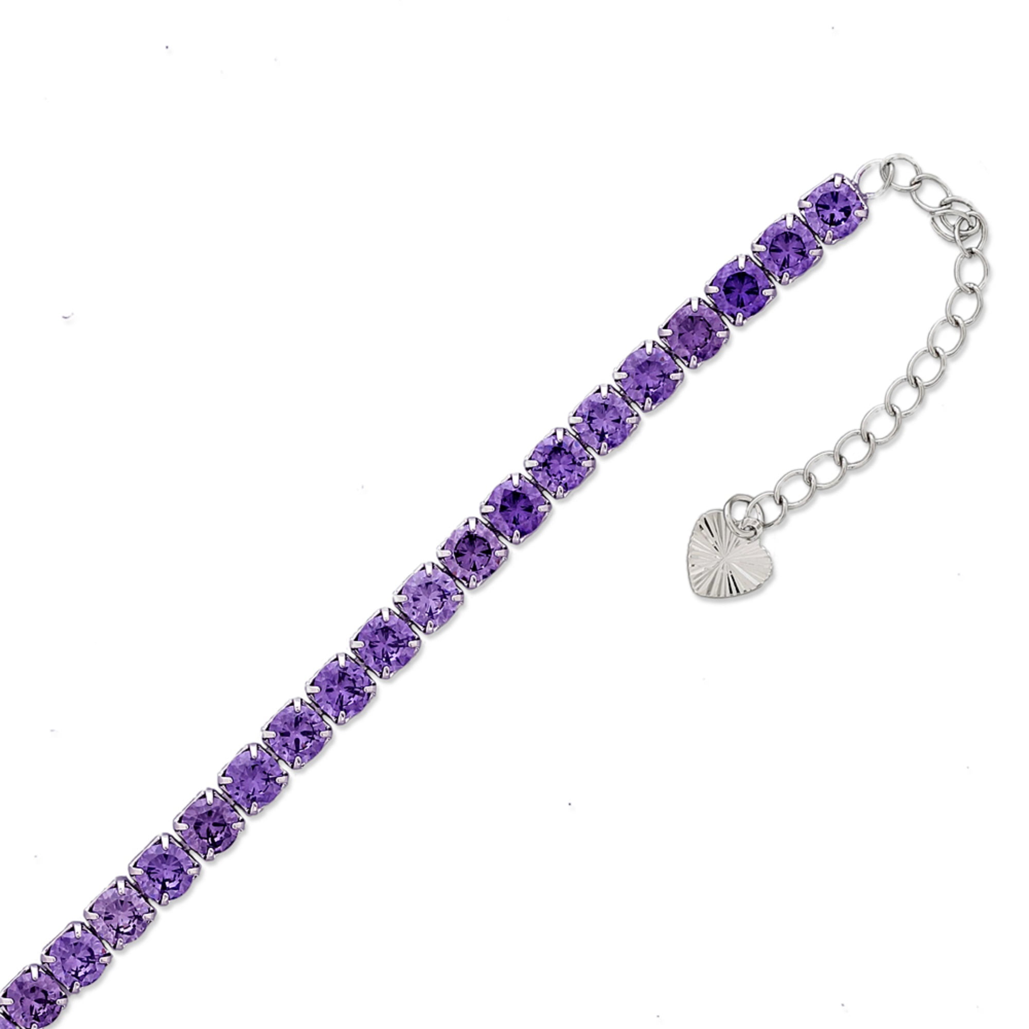 Silver Cubic Zirconia Adjustable Anklet for Women, 7"+2" inch Adjustable Size and Brass Metal.