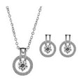 thumbnail image 1 of Silver Cubic Zirconia Necklace and Earring Set for Women, 1 of 7