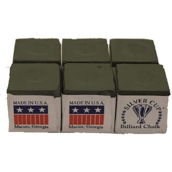 Silver Cup Set of 6 Olive Billiard Pool Cue Chalk