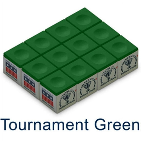 Silver Cup Tournament Green Billiard Chalk 12 Pack