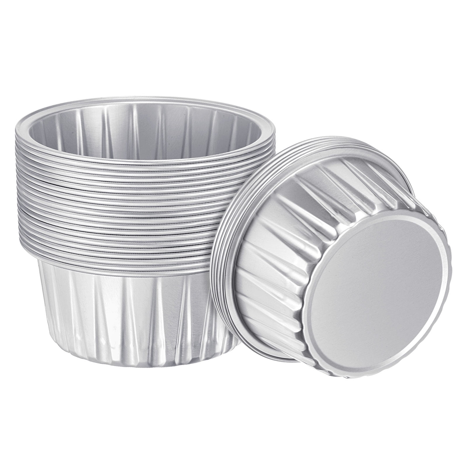 Silver Cupcake Cups, 25pcs 66x36x85mm Aluminum Foil Standard Cupcake Liners