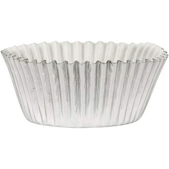 Silver Cupcake Foil Baking Cups – Non-Stick & Greaseproof Disposable Liners for Cupcakes, Muffins, and Desserts – Durable, Heat-Resistant, and Elegant Design – Bakeries, Parties, Events (72)