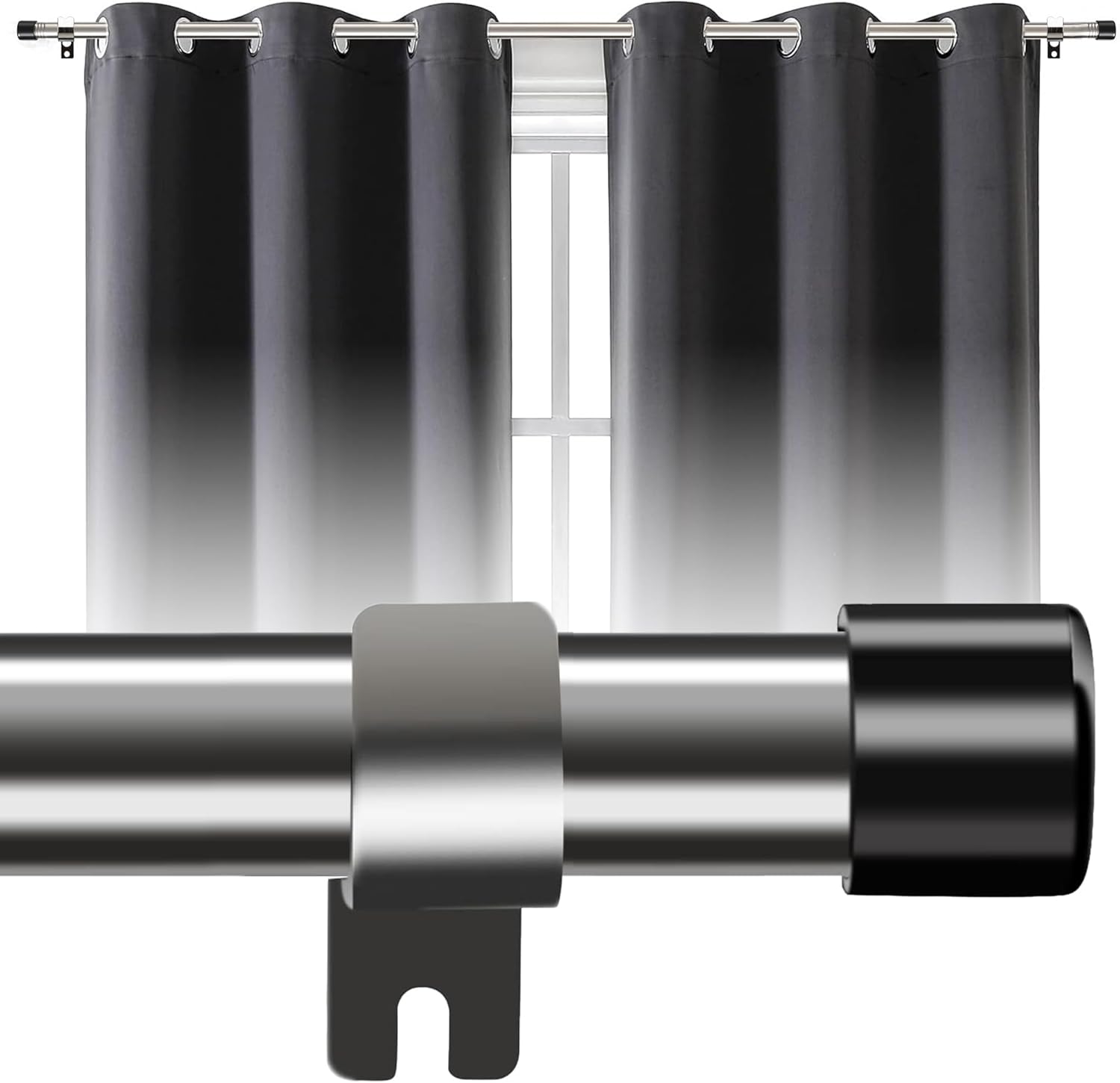 Silver Curtain Rod - Heavy Duty 1 Inch Curtain Rods for Windows 30 to ...