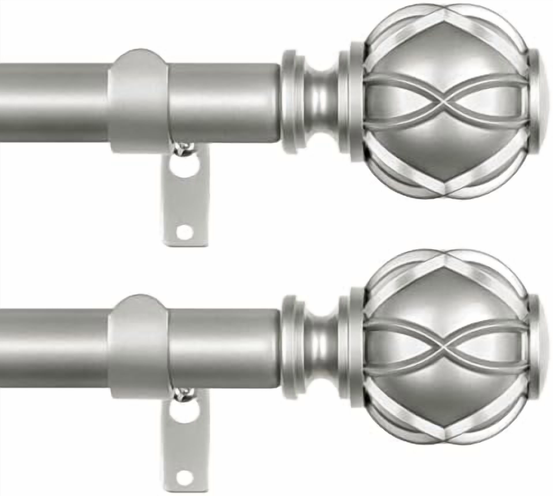 Drapery Rod Splice Silver Curtain Rods 2 Pack, New Splicing Rods for Windows 48 to 84 Inch ...