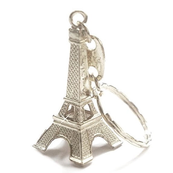 Silver Cute Adorable 3D Eiffel Tower Key Chain, French Souvenir Paris Keychain