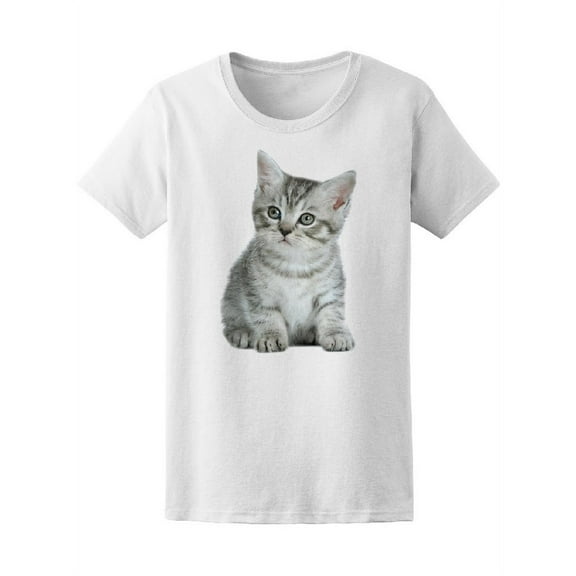 Silver Cute Kitten T-Shirt Women -Image by Shutterstock, Female x-Large