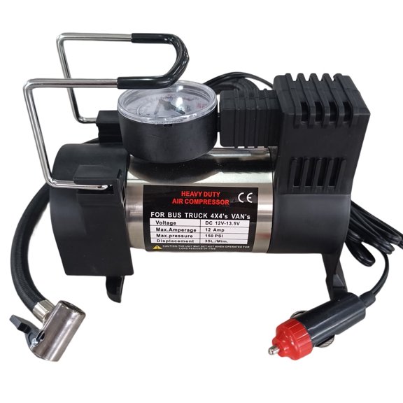 Silver Cylinder 12V Air Compressor Pump for Car, Heavy Duty Portable Tire Inflator 150PSI with LED Work Lights for Auto,Truck,SUV, RV,Balls etc