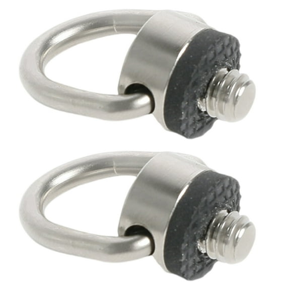 Silver D Rings Camera Screws 1/4" 20 with Rubber Pad for Secure Attachment to Tripods and Straps