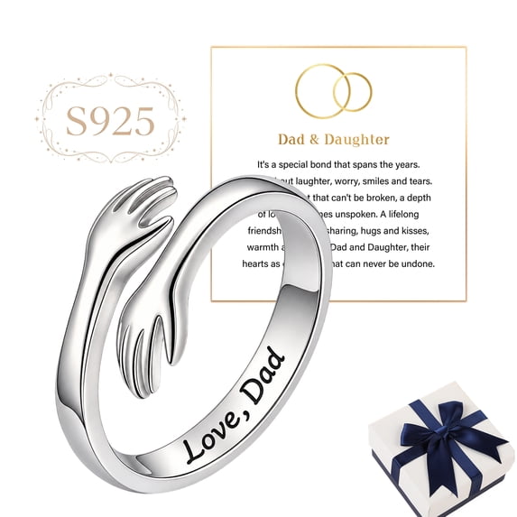Silver Pickup Rings Silver Dad and Daughter Hug Ring, Hug Ring for Daughter, Adjustable ...
