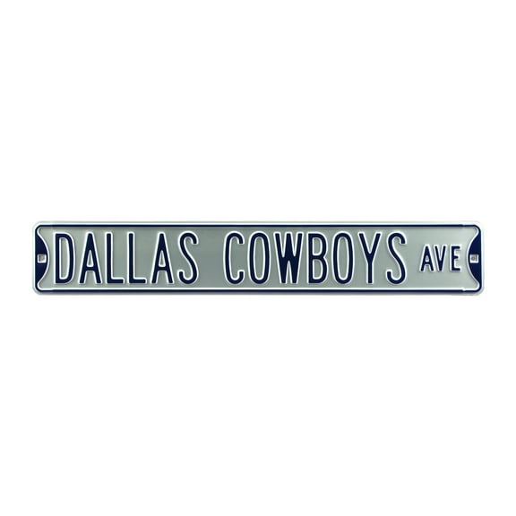 Silver Dallas Cowboys 6" x 36" Steel Street Sign