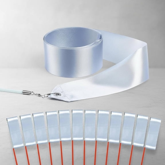 Silver Dance Ribbons, Party Favors, Ribbon Dancer Wand for Gymnastics Birthday Party Decorations, Wedding Streamers Wands