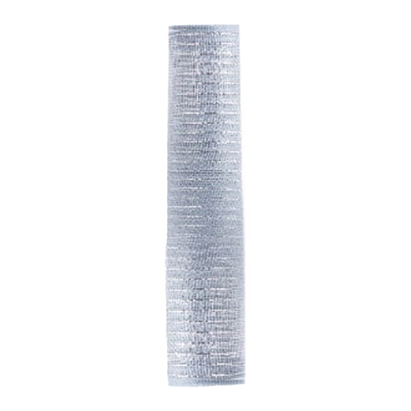 Silver Decorative Mesh Ribbon Roll 10 Inch x 30 Feet Foil Metallic Mesh, Fabric Wreath Supplies for Christmas Tree Garland Gift Wrapping, New Years Halloween Craft Decor
