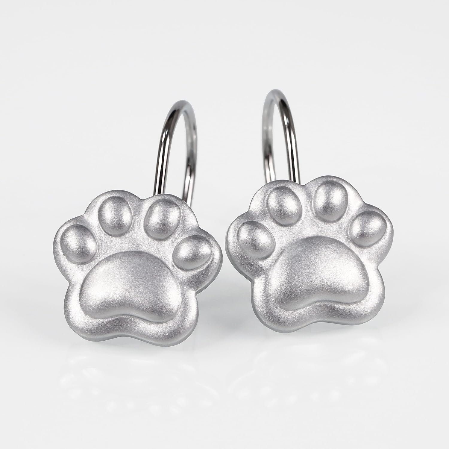 Silver Decorative Shower Curtain Hooks Cute Animal Paw Print Shower