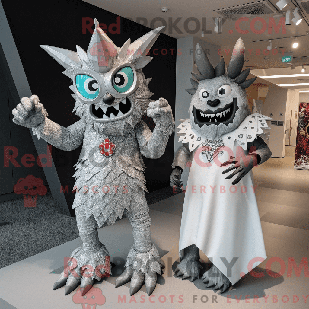 Silver Devil REDBROKOLY mascot costume character dressed with a Maxi ...