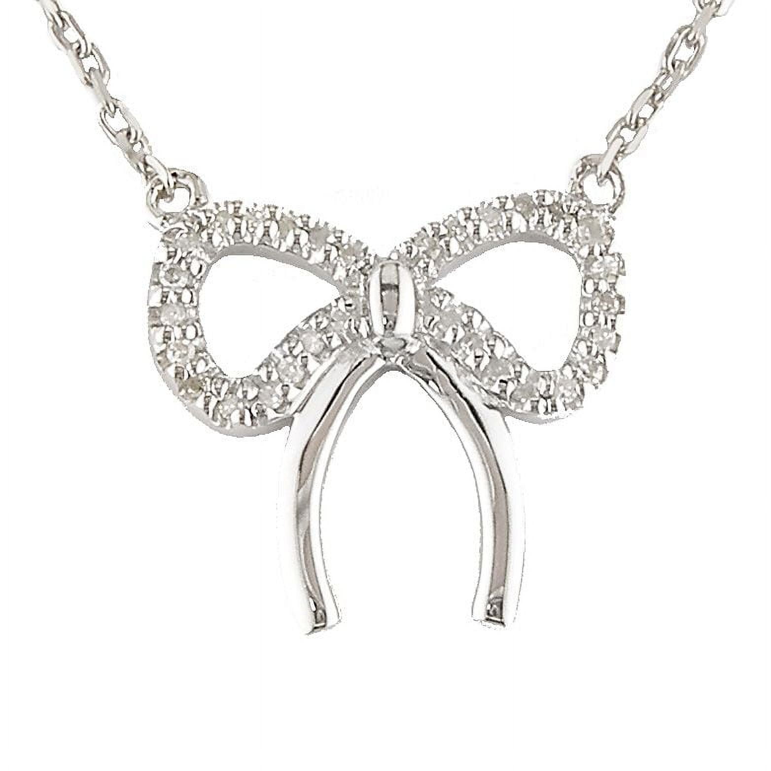 Silver Diamond Bow Nekclace (16+2")