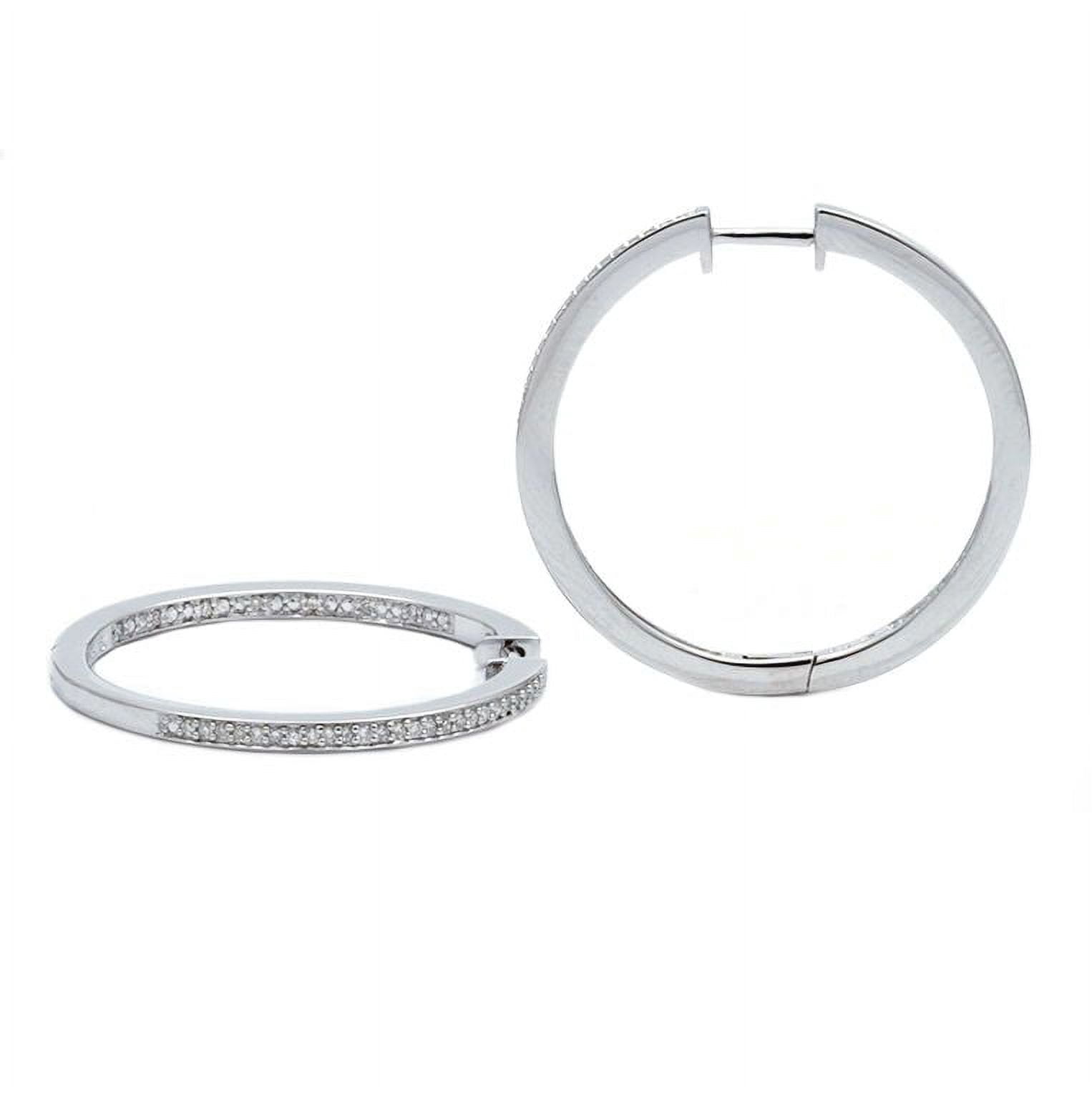 Silver Diamond Hoop Earrings