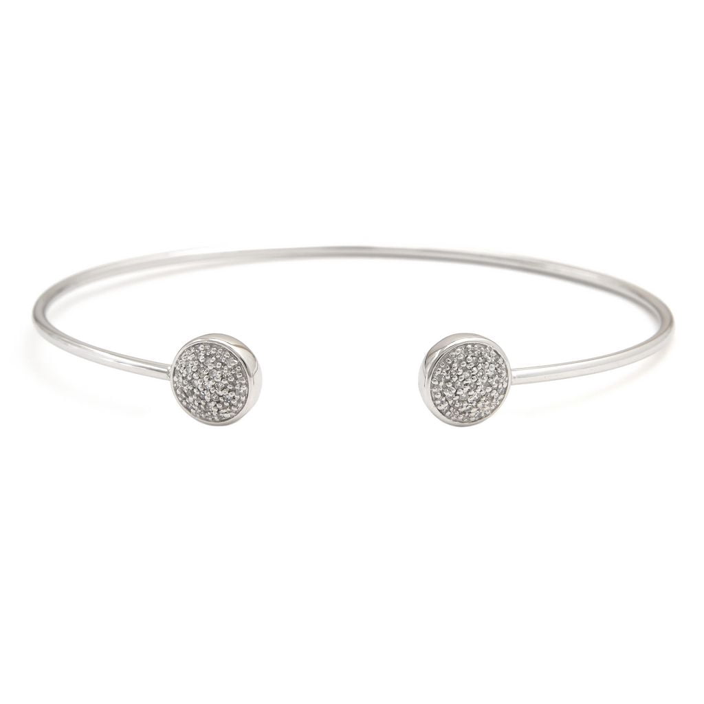 Silver Diamond Open Bangle