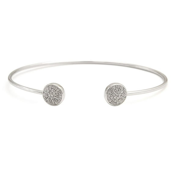 Silver Diamond Open Bangle