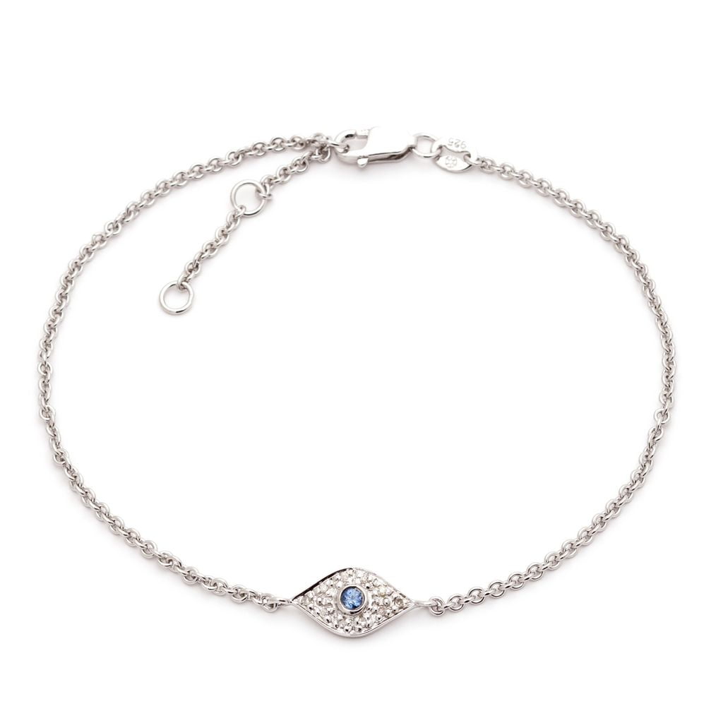 Silver Diamond Sapphire Eye Bracelet