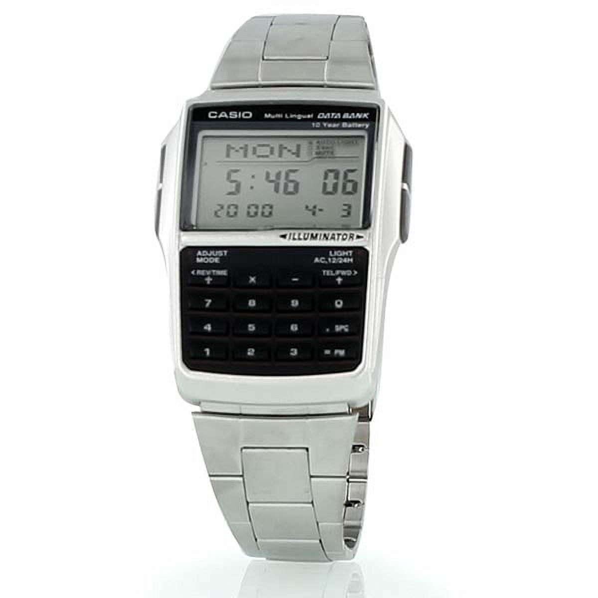 Casio DBC-32D-1A Reloj de calculadora de datos de acero plateado para  hombre, plateado, Digital