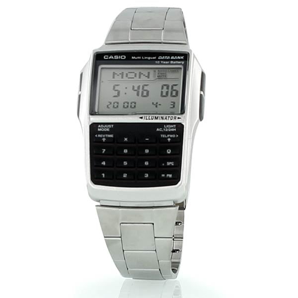Silver Digital Watch w/ Databank, Calculator, Alarm  Light DBC-32D-1A 