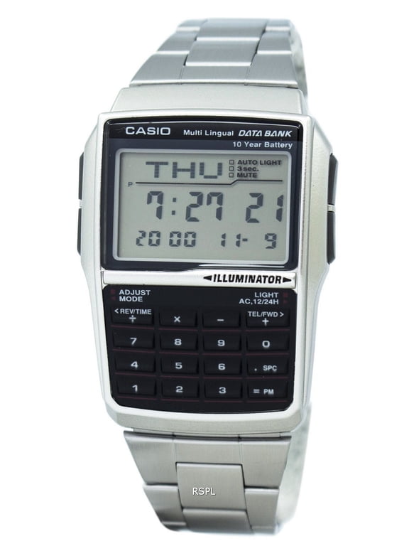 Silver Digital Watch w/ Databank, Calculator, Alarm & Light - DBC-32D-1A