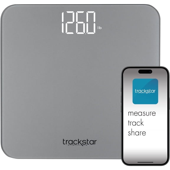 Silver Digital Weight Scale | 440 lb Weight Capacity | Monitoring App | Bluetooth iOS & Android Compatible | Measure, Track, and Share Results