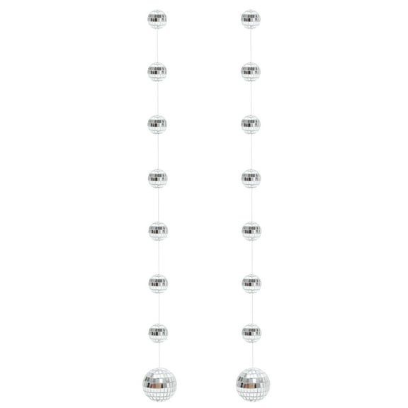 WRITWAA Mirror Disco Ball Ornaments 2Pack Silver Glass Hanging Design Photo Props for New Year Celebrations