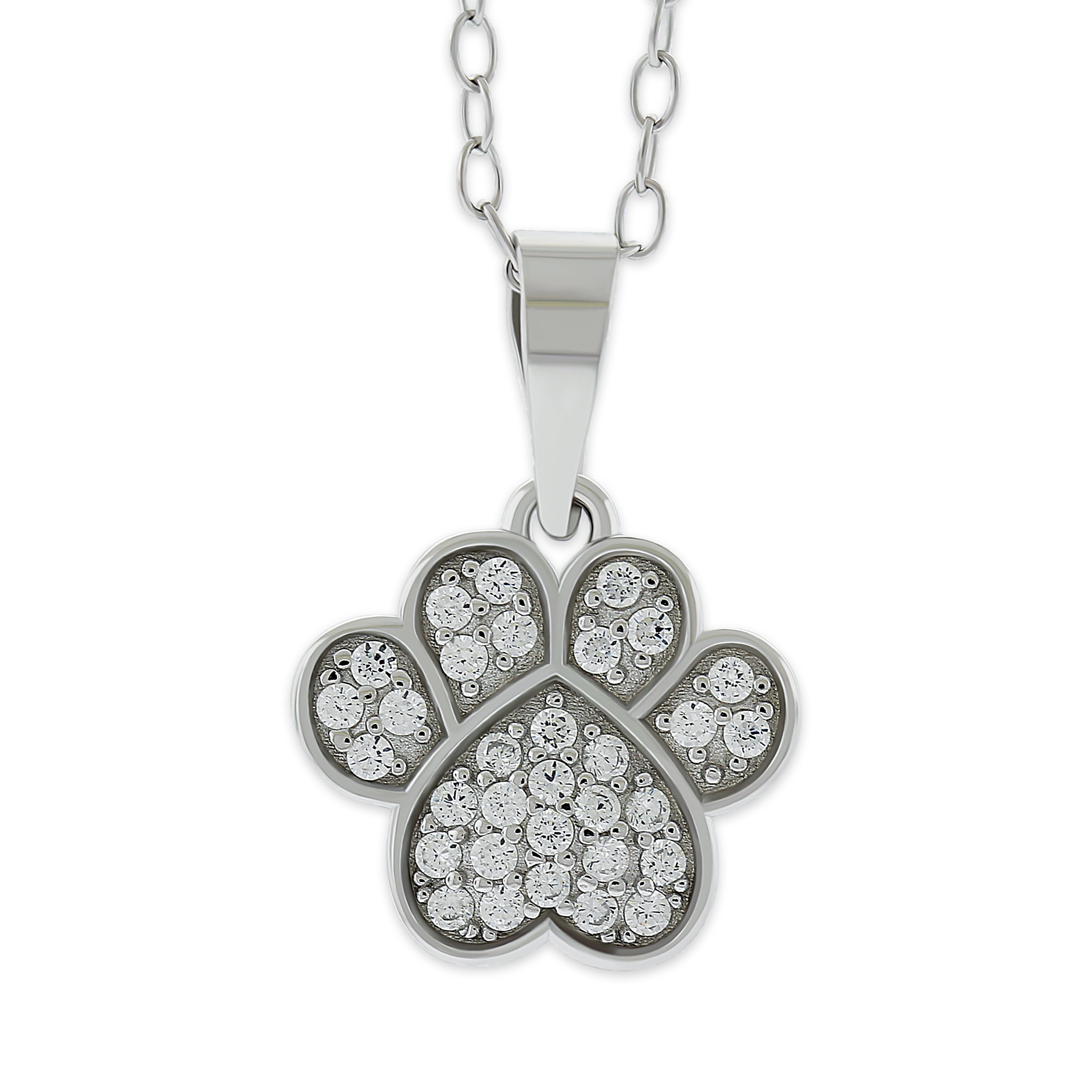 Paw Motif Pet Necklace from FurBeats Custom Jewelry. USA Made.