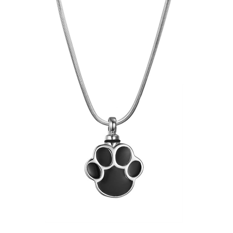 Silver Dog Paw Print Pendant for Pet Cremation Ashes Memorial Necklace Urn Keepsake Free Funnel Kit and Velvet Jewelry Box Walmart