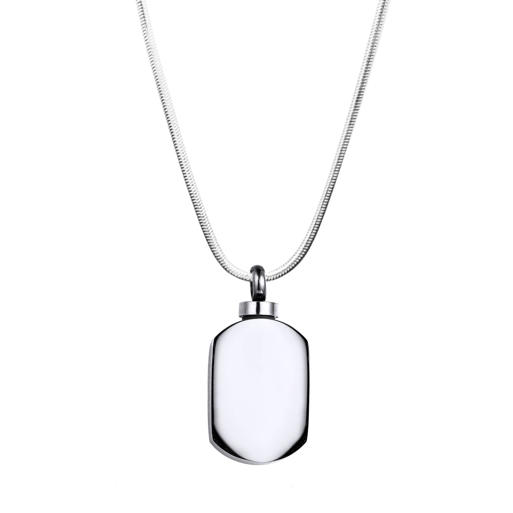 Silver Dog Tag Ashes Urn Container Keepsake Cremation Jewelry Memorial Necklace Cremation Urn Necklace for Ashes with Funnel Kit
