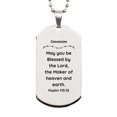 thumbnail image 1 of Silver Dog Tag for Grandson - Engraved Blessings from Psalm 115:15, Perfect Gift for Graduation, Birthday, Christmas, and More - Inspirational Token of Hope and Confidence, 1 of 3