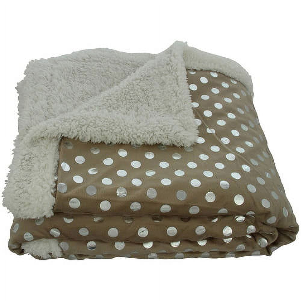 Silver Dots Sherpa Reversible Soft Poly Faux Lamb's Wool Throw Blanket