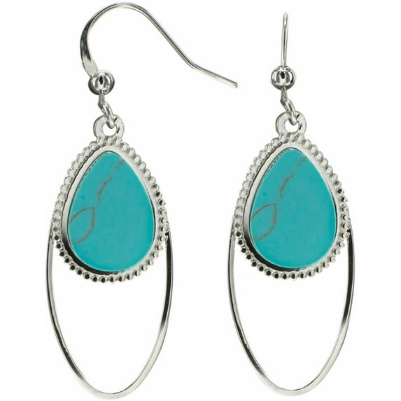 Silver Double Drop - Turquoise Earrings