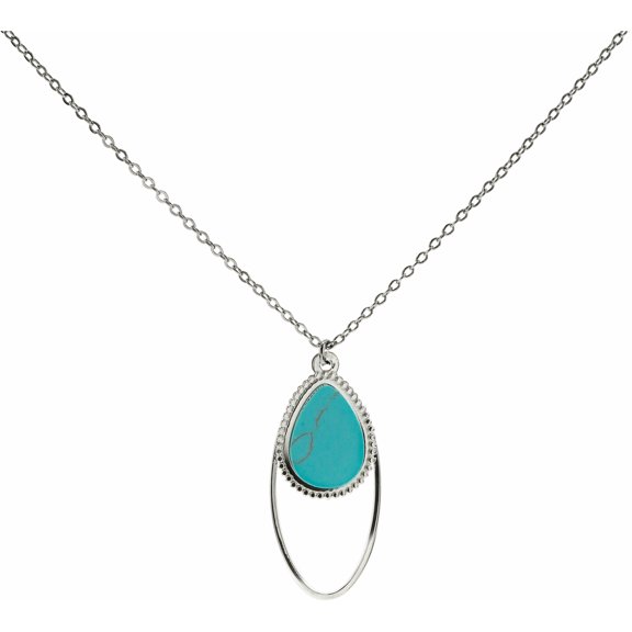 Silver Double Drop - Turquoise Necklace