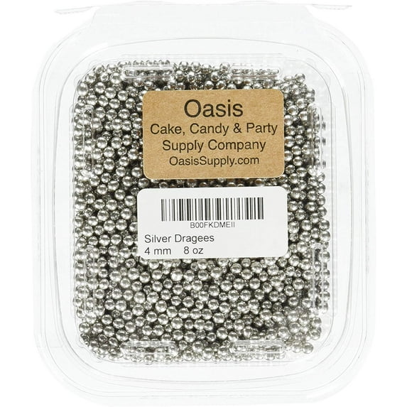 Silver Dragees Dragees 8-Ounce Sugar Cake Cupcake Cookie Sprinkles, 4mm, Silver