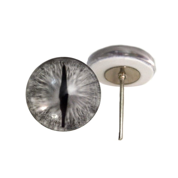 Silver Dragon Glass Eyes on Wire Pin Posts