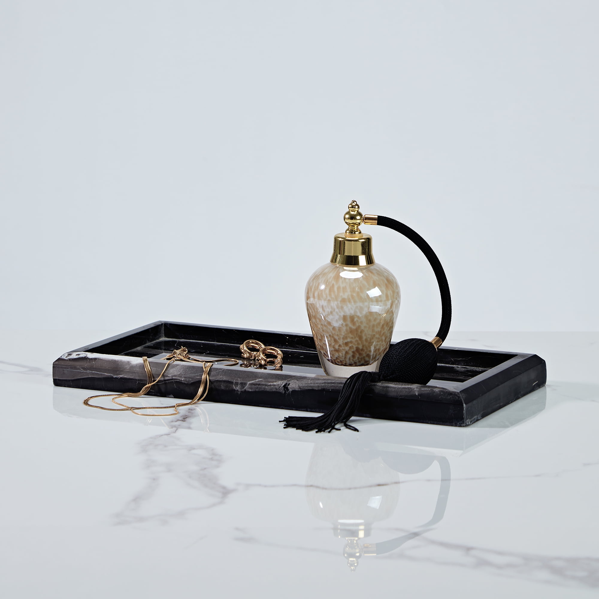 Silver Dragon Marble Luxe Bath Set Black and White Elegance with Soft