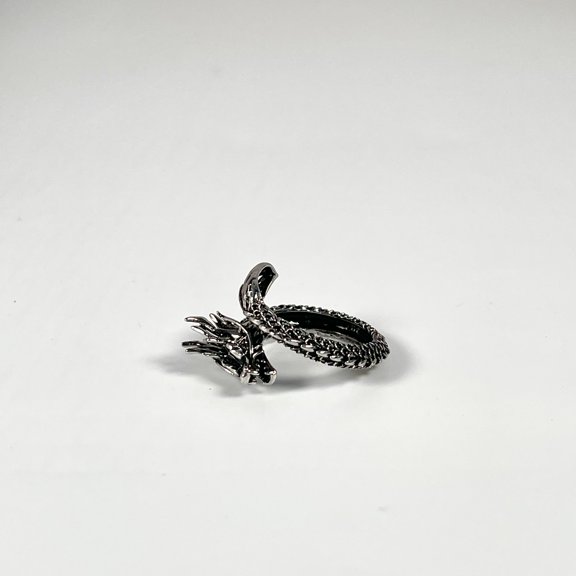 Silver Dragon Wrap Ring  Adjustable Chinese Dragon Ring for Men & Women, Mythical Serpent Jewelry, Gothic Viking Statement Ring