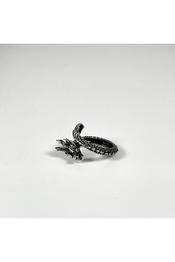 Silver Dragon Wrap Ring  Adjustable Chinese Dragon Ring for Men & Women, Mythical Serpent Jewelry, Gothic Viking Statement Ring