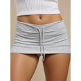 thumbnail image 1 of Silver Drawstring Low-Waist Mini Skort, Casual A-Line Bodycon Style, 1 of 15