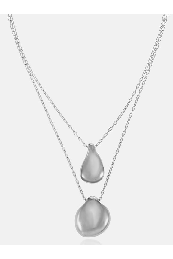 Drop Pendant Necklaces, Silver-Tone, 2-Piece Set